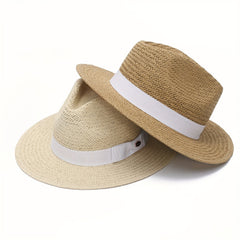 Wide Brim Paper Woven Sun Hat Adjustable Sweat Band