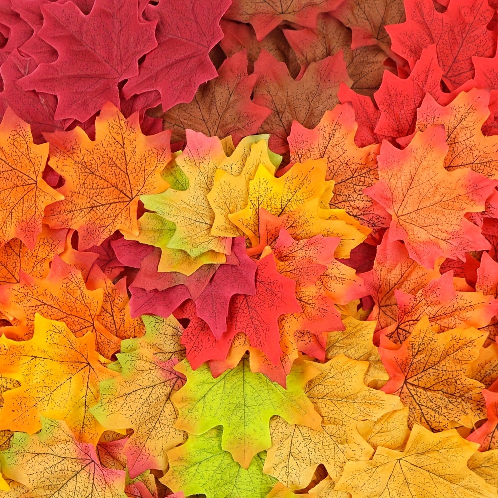 50pcs Artificial Maple Leaves for Fall Decorations Thanksgiving Weddings Parties