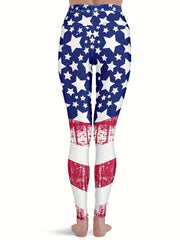 Flag Print Skinny Leggings Casual Every Stretchy Leggings Women's Clothing