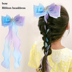 2pcs Girls Mesh Bow Hair Clips Gradient Hair Accessories Sets