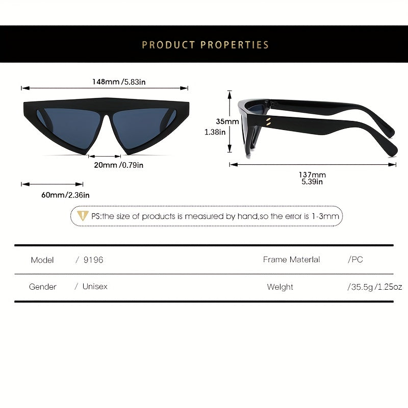 Y2K Triangle Cat Eye Sunglasses for Women Men Hiphop Decorative Shades Glasses