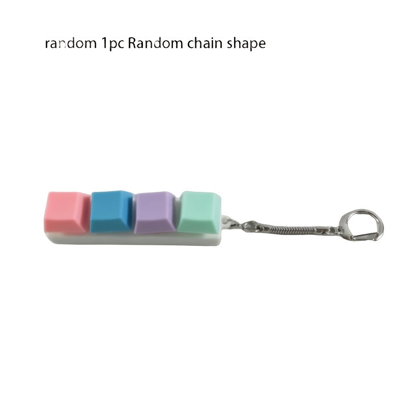 Colorful Keyboard Key Keychain with Plastic Relaxation Tool
