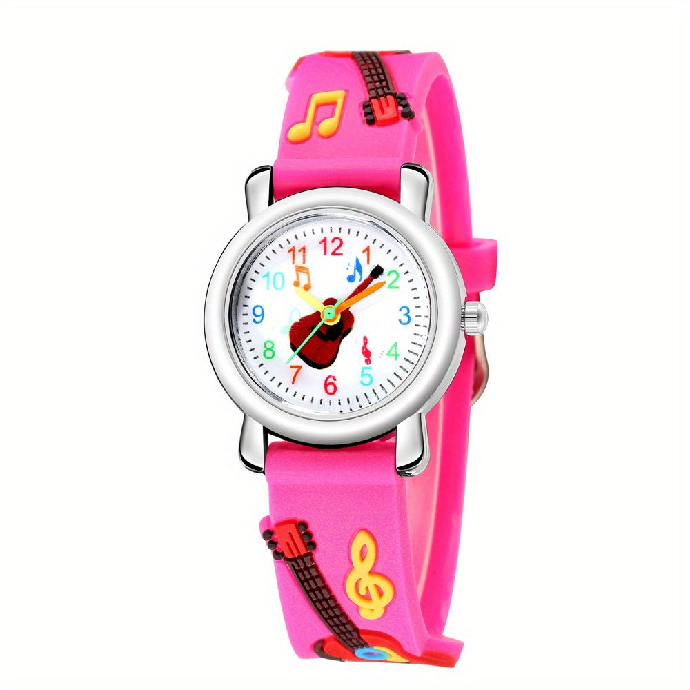 3D Embossed Guitar Pattern Plastic Band Children's Watch