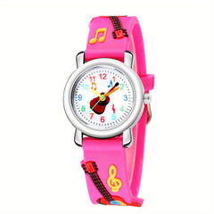 3D Embossed Guitar Pattern Plastic Band Children's Watch