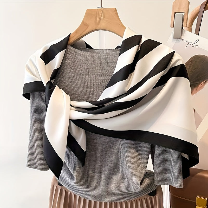 Striped Shawl Bandana Silk Satin Square Scarf Head Wrap