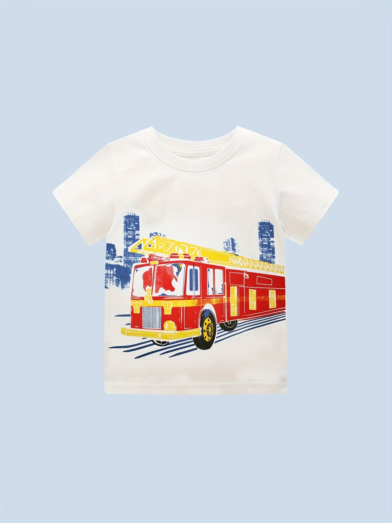 Boy's Fire Truck Graphic Cotton T shirt 3D Print Casual Tee Kid's Clothing