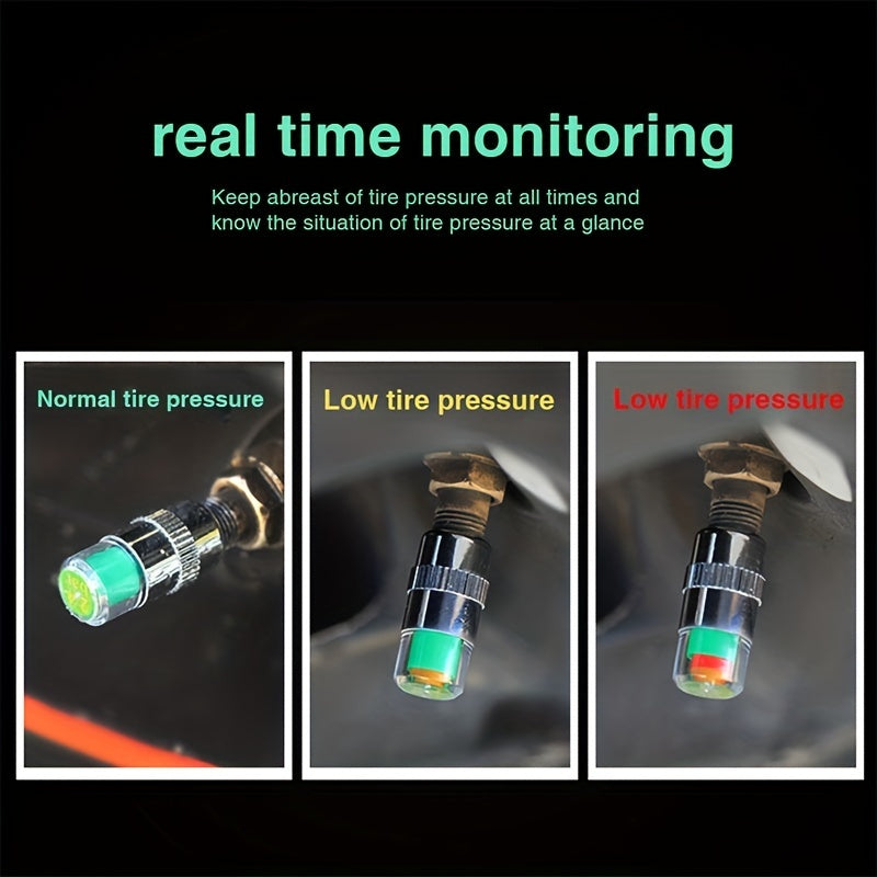 4pcs Tire Pressure Gauge Valve Cap Sensor Indicator