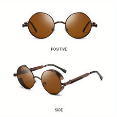 Y2K Steampunk Round Mirrored Sunglasses UV400