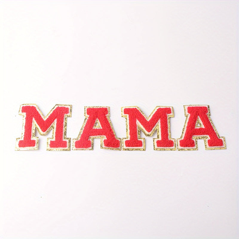 4pcs Iron On English Letters Stickers Towel Patches MAMA Clothes Accessories