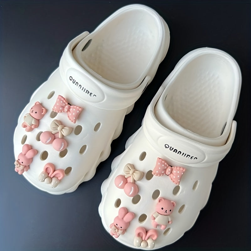 10pcs Cartoon Bear & Rabbit Shoe Decorations Pink for Clogs