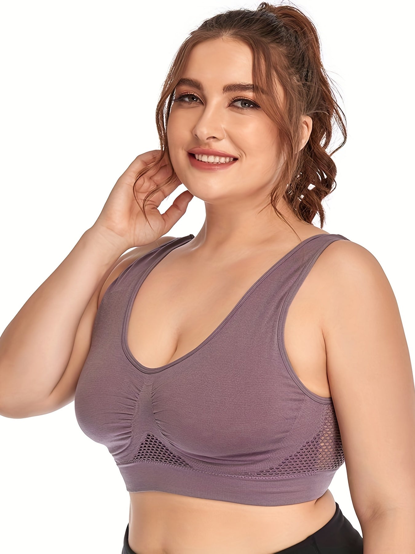3 Pack Sporty Bra Set Plus Size Women's Eyelet Supportive Bra