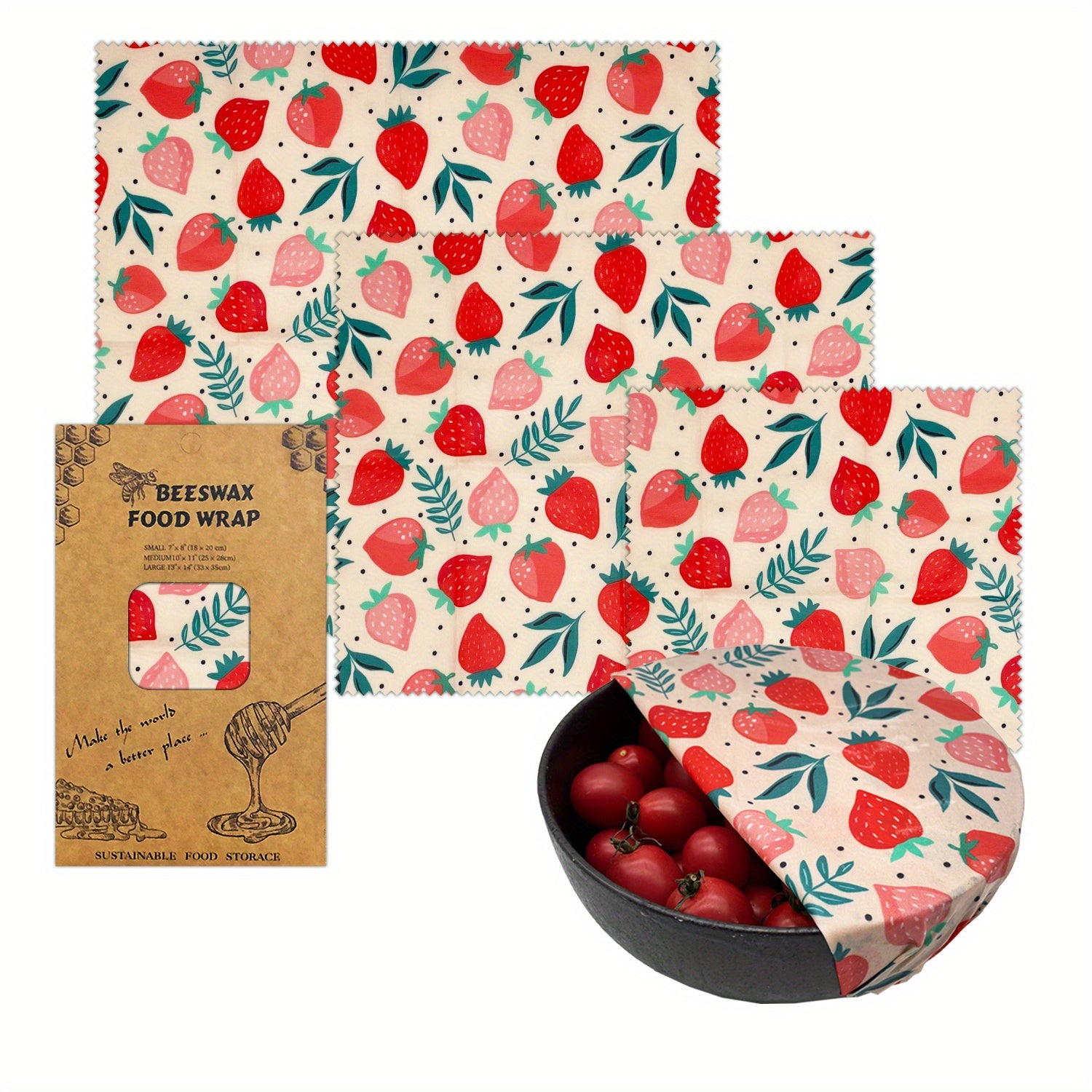 Beeswax Food Wrapping Paper Reusable Kitchen Supplies 5pcs Set