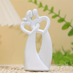 Heart to Heart Couple Figurine Resin Love Decor for Home & Office