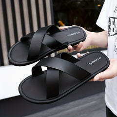 Men's Open Toe Faux Leather Non Slip Sandals Comfy Beach Shoes