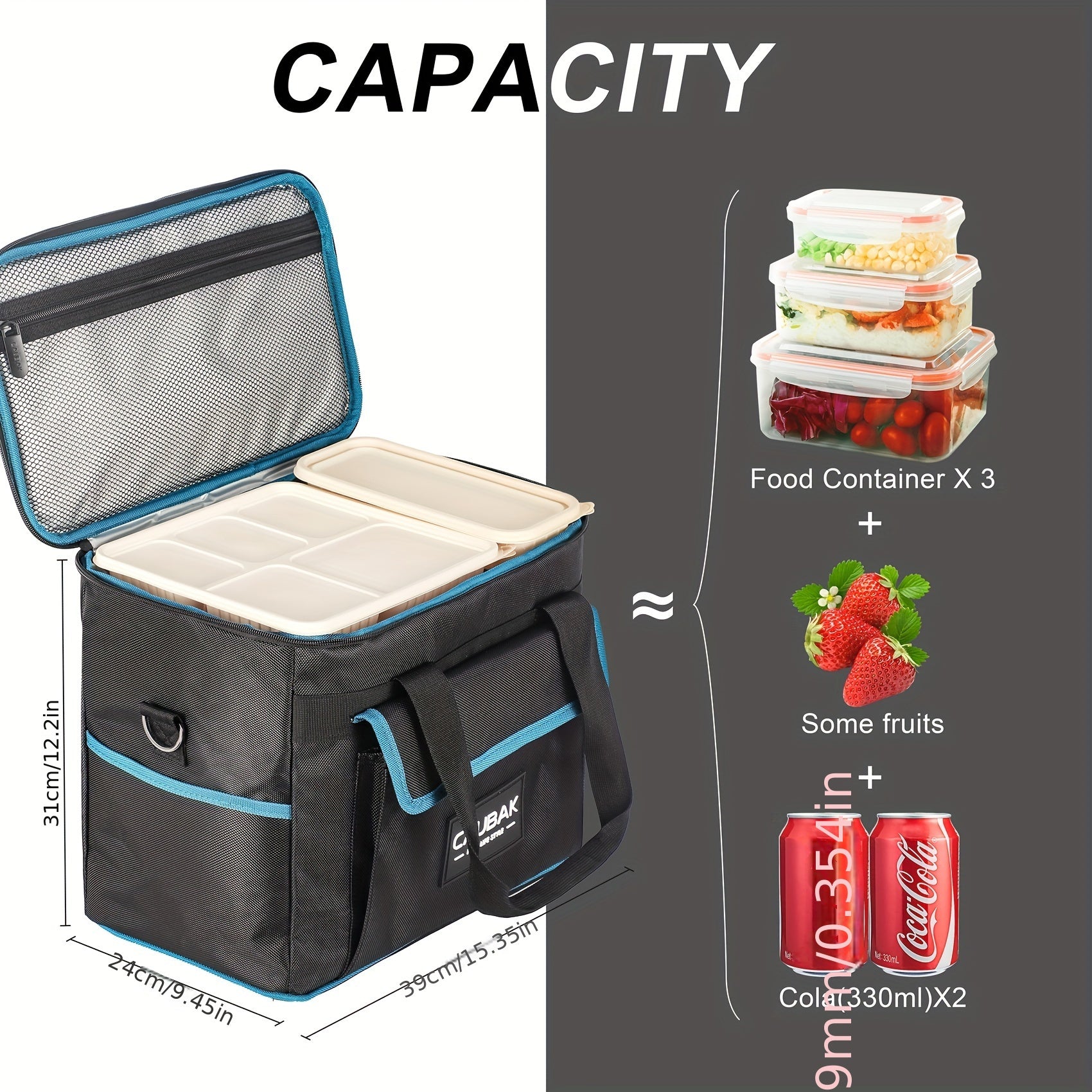 18L Insulated Lunch Bag Leakproof Cooler Tote with Adjustable Shoulder