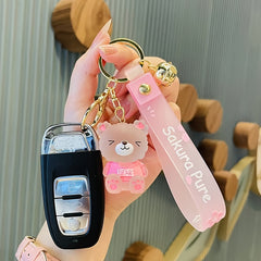 Cartoon Bear Car Keychain Small Animal Pendant Key Ring