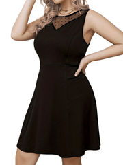  Flocked Dot Lace Tank Dress