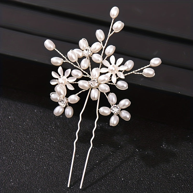 Faux Pearl Flower Hair Pins Wedding Hair Accessories