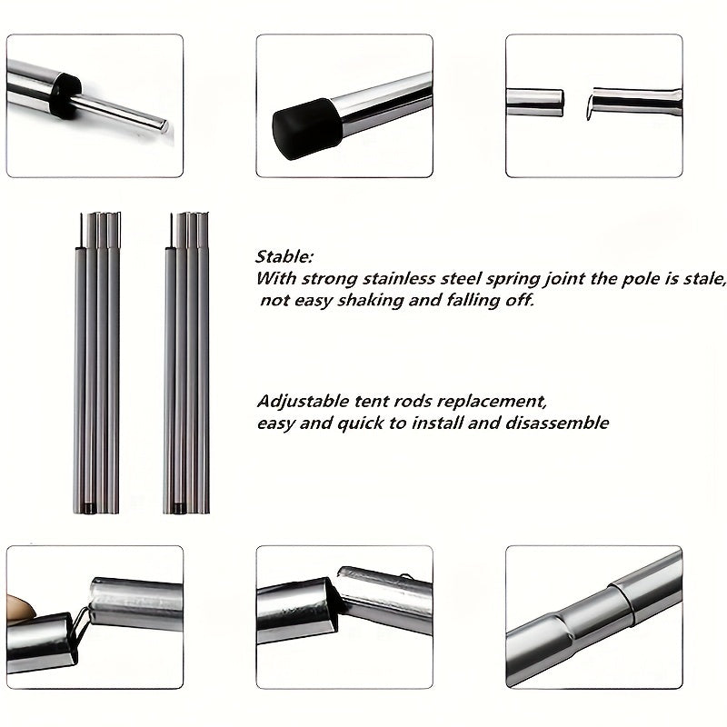 2PCS Telescopic Tent Poles Adjustable Waterproof Portable Pole