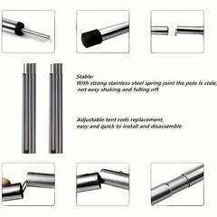 2PCS Telescopic Tent Poles Adjustable Waterproof Portable Pole