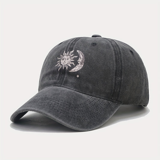 Sun And Moon Print Baseball Cap Retro Outdoor Sunshade Hat