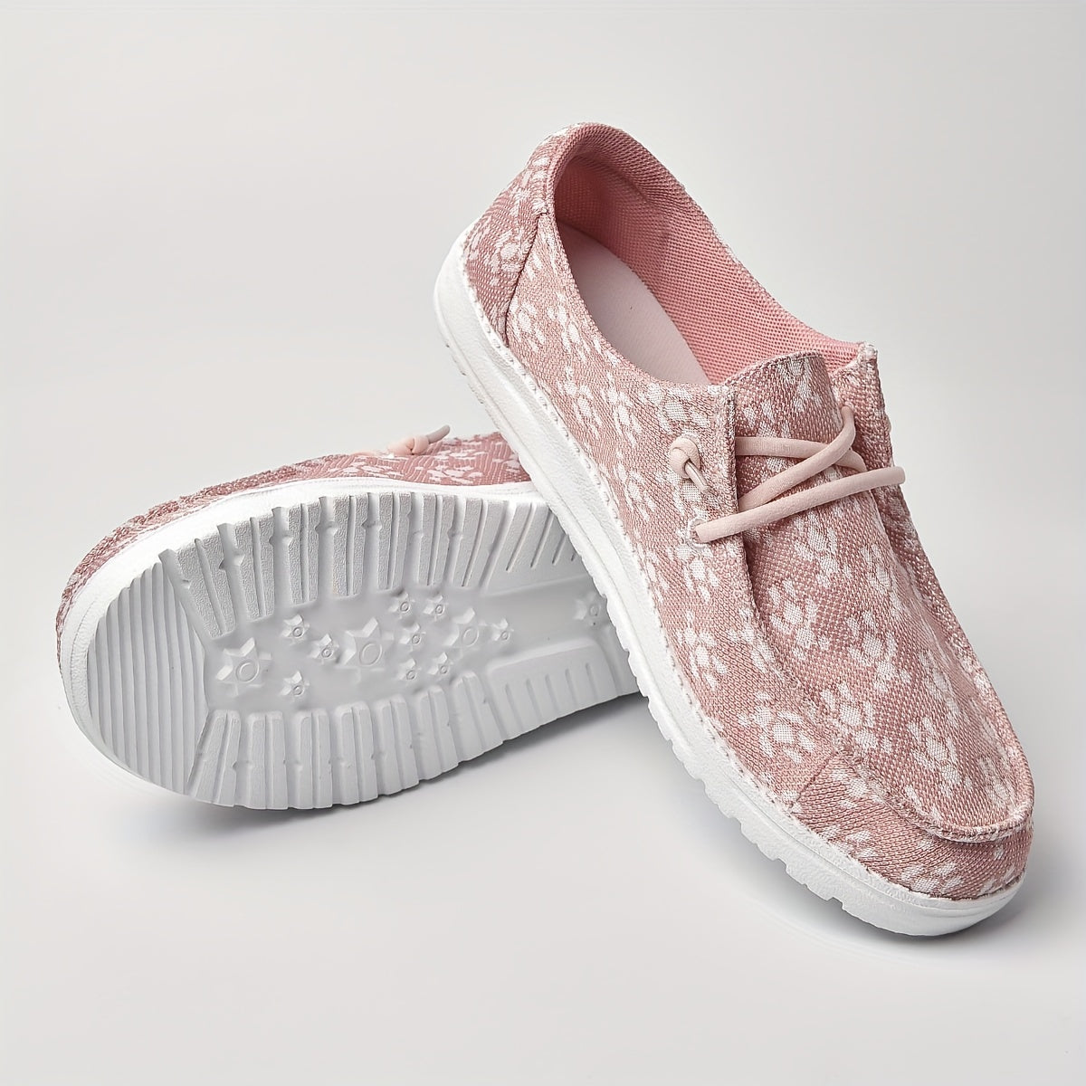 Pink Bear Pattern Loafers Slip On Flat Shoes