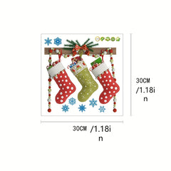 1pc Chrismas Stocking Decal PVC Self adhesive Wall Sticker Removable Decor