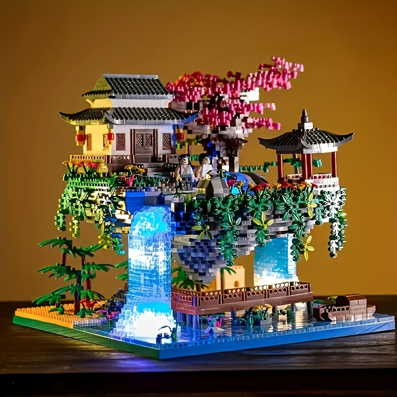 Particle Peach Blossom Pool Castle Building Kit DIY Toy