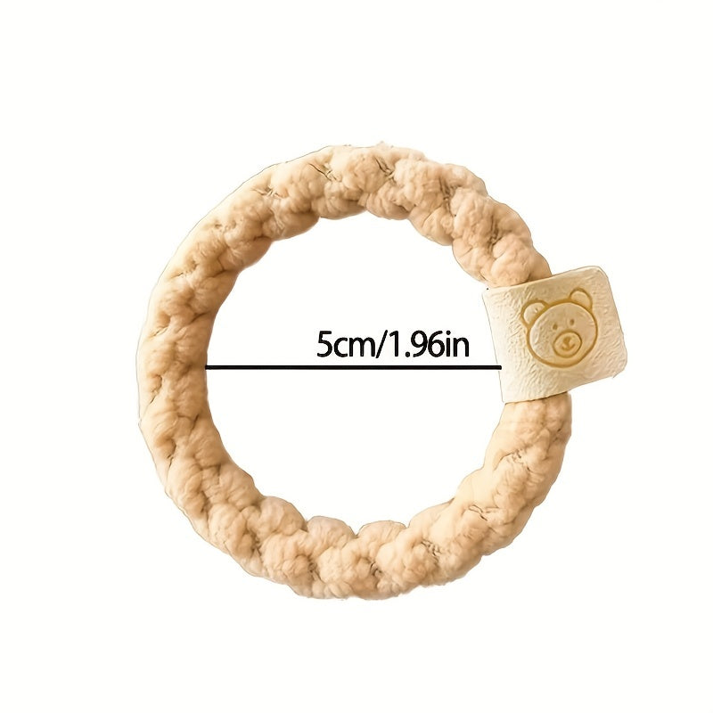5pcs Bear Elastic Head Rope Thickened Hair Ring For Girls
