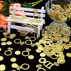 100pcs Mixed Golden Wedding Table Confetti Sparkly Paper Diamond Ring Confetti