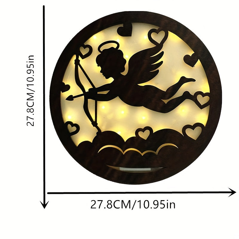 Children's Room Decoration Wall Clock LED Creative Lamp Retro Wooden Sign