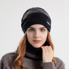 2pcs Knitted Hat Scarf Set Winter Warm Earmuffs Men Women