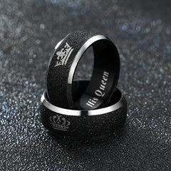 Stainless Steel Couple Crown Ring Set His Queen Her King Engagement Rings