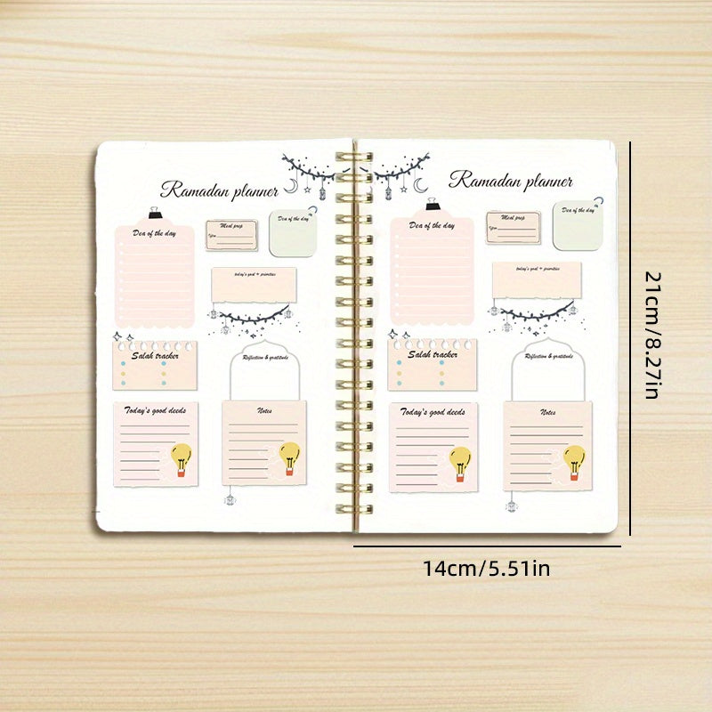 Ramadan Planner A5 Spiral Diary with Crescent Moon & Mosque Paper