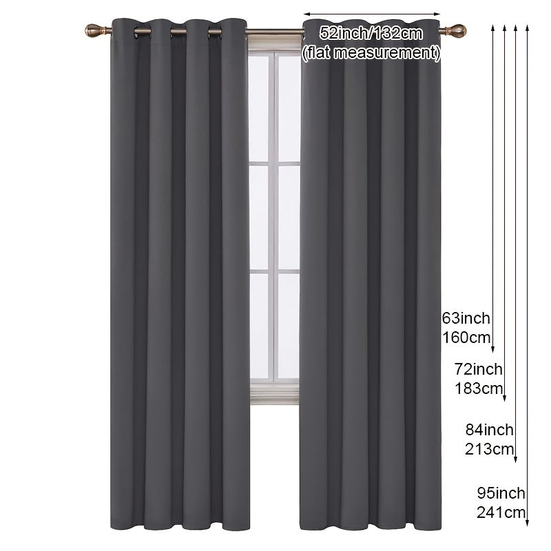 Blackout Curtain Solid Black 1 Panel Thermal Insulated Grommet Top for Bedroom