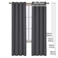 Blackout Curtain Solid Black 1 Panel Thermal Insulated Grommet Top for Bedroom