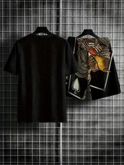 Poker Pattern Men's 2 Piece Outfits Short Sleeve T-shirt & Casual Shorts Set