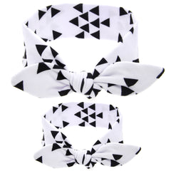 2pcs Parent-child Headband Classic Lattice Rabbit Ear Hair Band Set