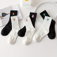6 Pairs Cartoon Socks Comfy Breathable Stockings Women's Hosiery