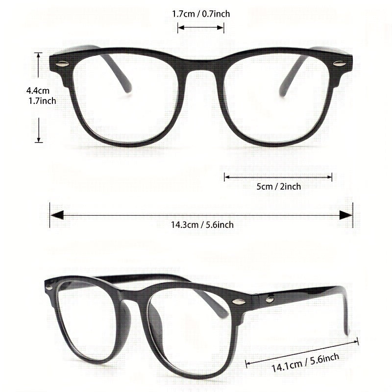 Men's Oval Frame Glasses Anti Light Retro Zipper Case