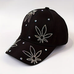 Leaf Pattern Baseball Cap Hat Rhinestone Dad Hat