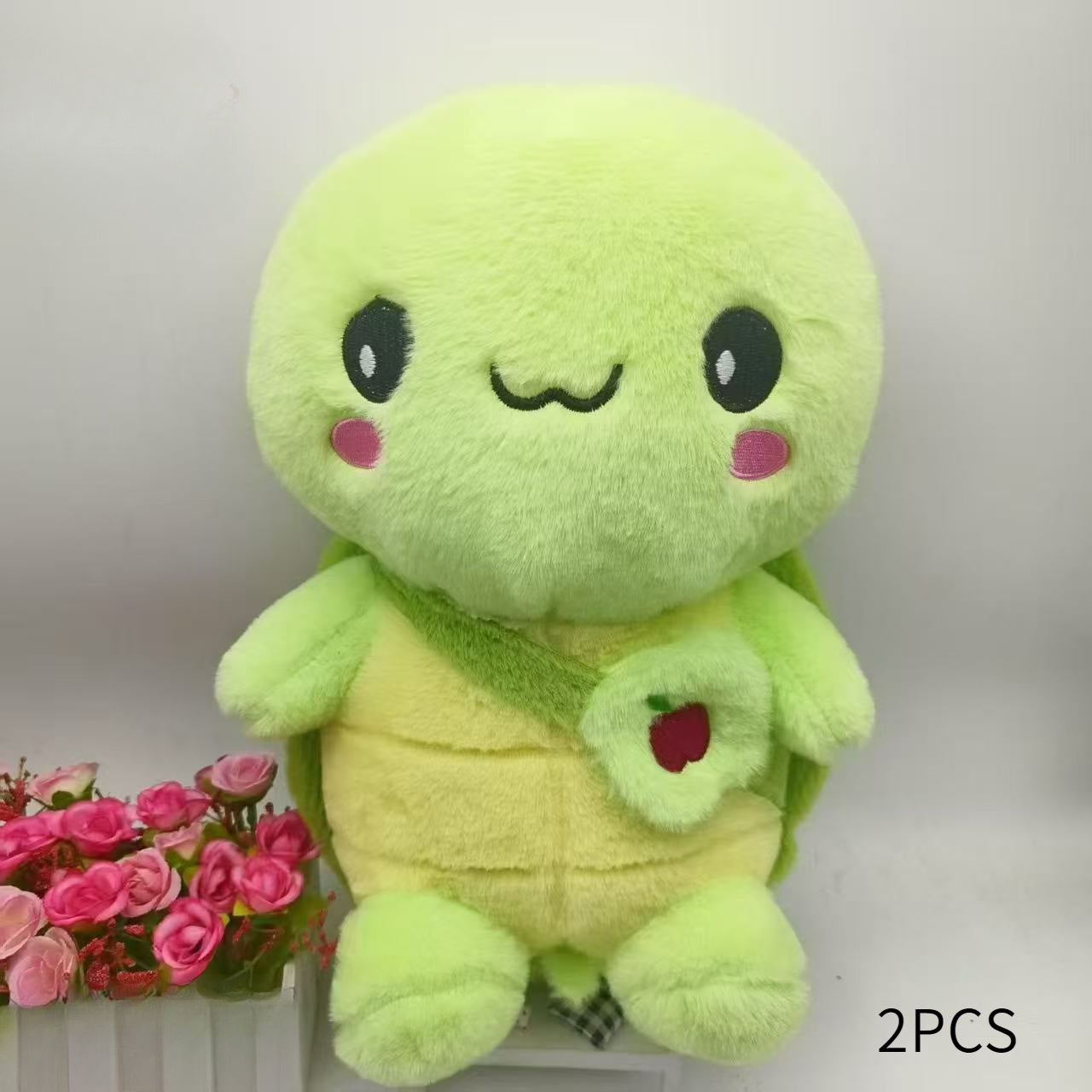2pcs Cartoon Turtle Plush Dolls Soft Green & Yellow Stuffed Animals