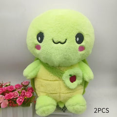 2pcs Cartoon Turtle Plush Dolls Soft Green & Yellow Stuffed Animals