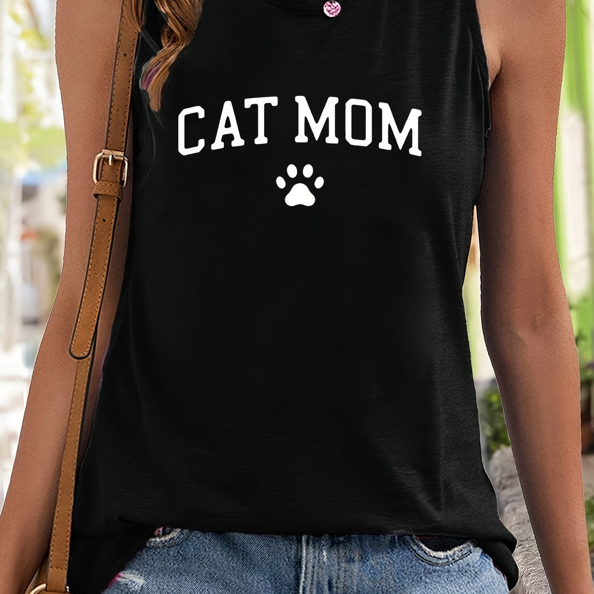 Paw & Letter Print Sleeveless Sports Vest Women's Activewear