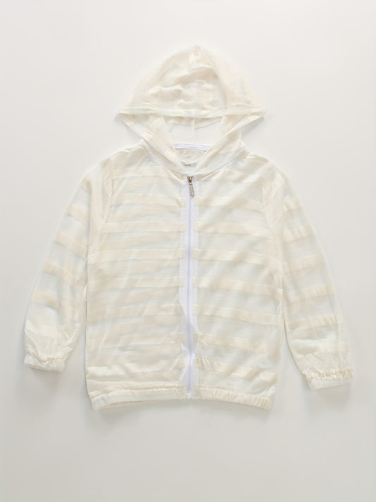 Summer Children's Striped Round Tie Hooded Sunscreen Cardigan