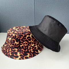 Yellow Flame Print Bucket Hat Reversible Unisex Hip Hop Basin Hat