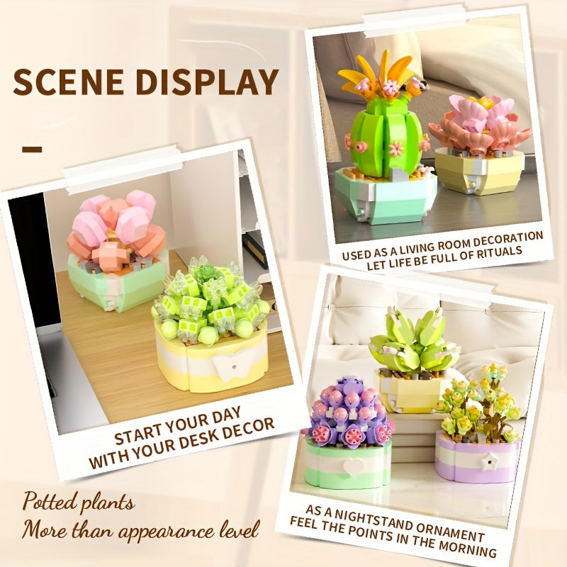 Eternal Flower Succulent Plant Potted Assembly Building Block Toys