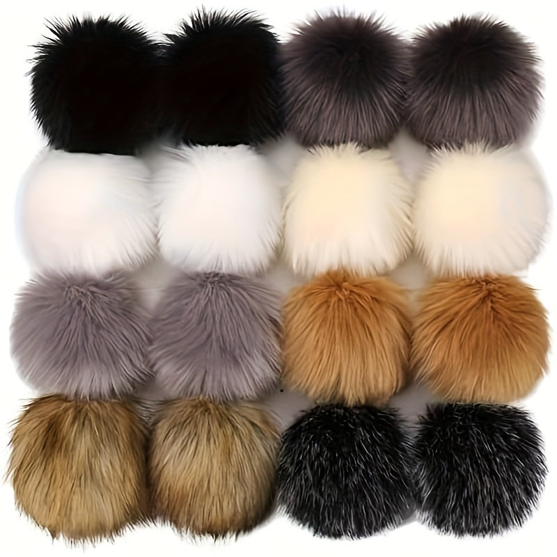 2pcs Faux Fur Pom Balls for Crafts Keychains Scarves Gloves Bags Knitting