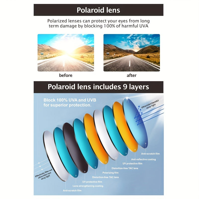 Men's Polarized Square Sunglasses for Sports Cycling Driving Fishing