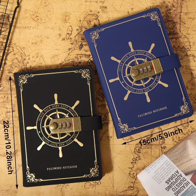 Sailor Sailing Password Notebook With Lock PU Leather 200 Pages